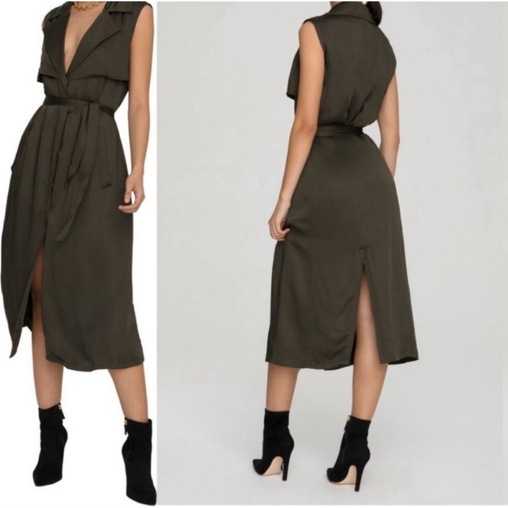 Good American Olive Green Trench Dress Sz 1
